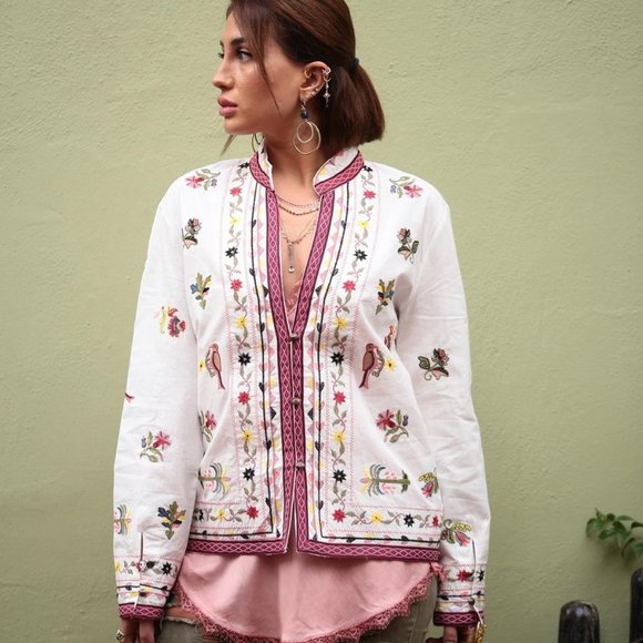 NWT Zara Women's Embroidered Kimono Cardigan Blouse Jacket Small S - Picture 5 of 9